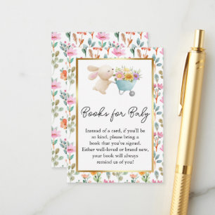 Carte D'accompagnement Cute Little Bunny Livres Fleur sauvage pour bébé