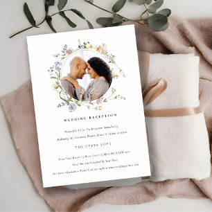 Carte D'accompagnement Cute Meadow Floral Wreath Photo Mariage Réception