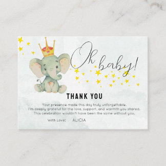 Carte D'accompagnement Cute Oh Baby Gender Neutral Elephant Thank You