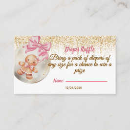 Carte D'accompagnement Cute Pink Gingerbread Bauble Diaper raffle