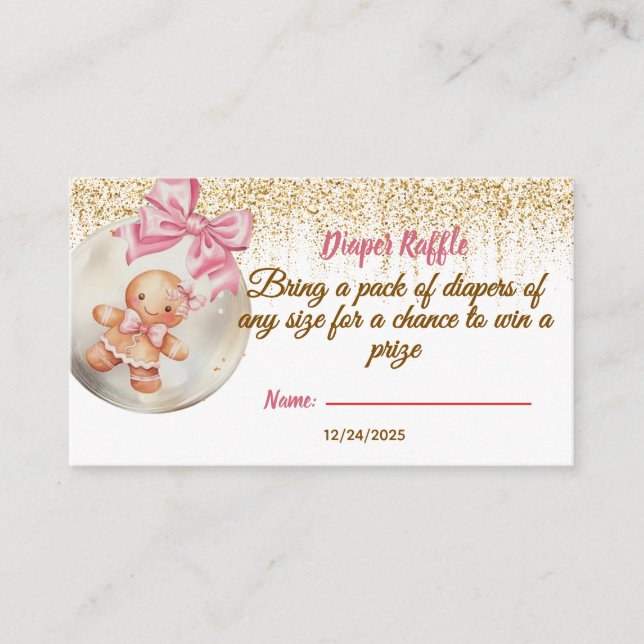 Carte D'accompagnement Cute Pink Gingerbread  Bauble  Diaper raffle (Devant)
