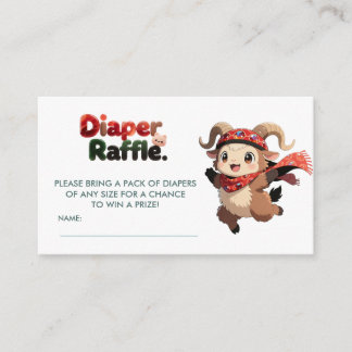 Carte D'accompagnement Cute Ram Winter Diaper Raffle Card