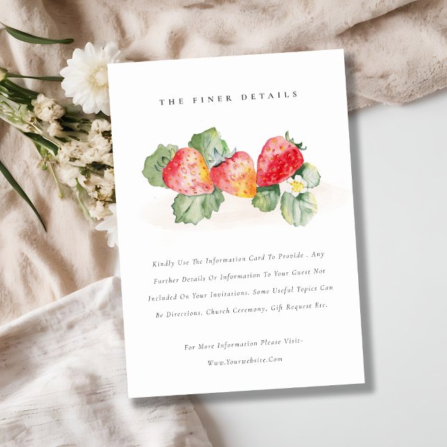 Carte D'accompagnement Cute Red Strawberry Leafy Foliage Détails du Maria (Créateur téléchargé)