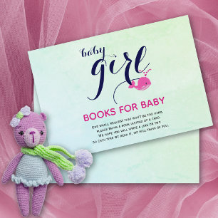 Carte D'accompagnement Cute rose baleine océan Livres pour Baby shower