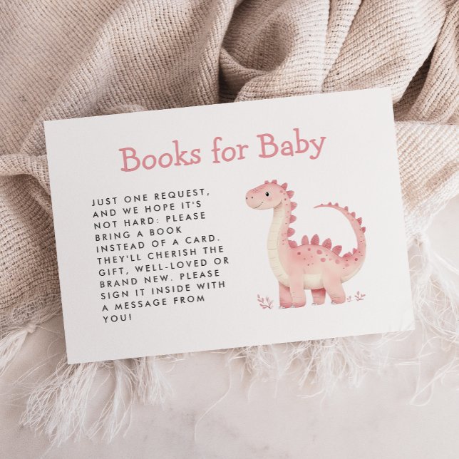 Carte D'accompagnement Cute Rose Dinosaur Fille Baby showers Livres (Créateur téléchargé)