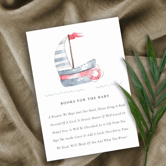Carte D'accompagnement Cute Soft Red Blue Sailboat Livres Pour Baby showe (Créateur téléchargé)