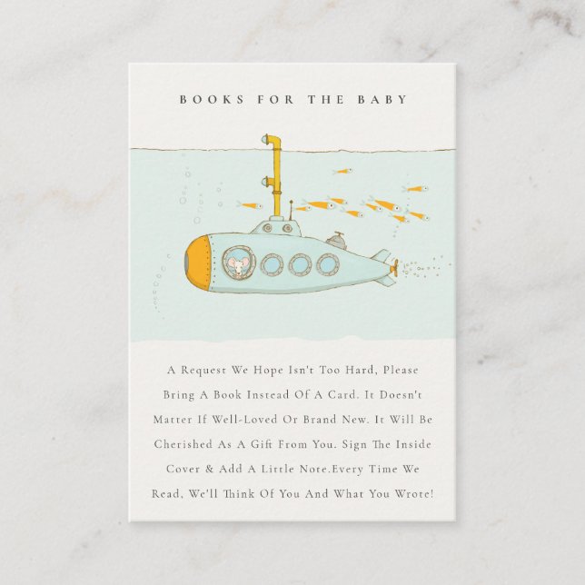 Carte D'accompagnement Cute Sous-Marine Books Pour Baby shower (Devant)