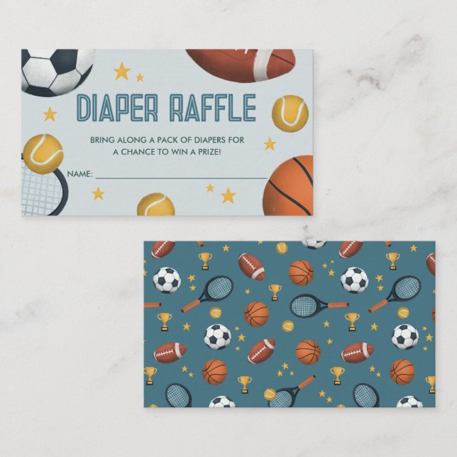 Carte D'accompagnement Cute Sports Baby shower Déchets Raffle (Devant / Derrière)