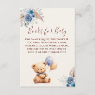 Carte D'accompagnement Cute Teddy Bear Balloons Boho Blue Livres pour béb