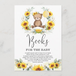Carte D'accompagnement Cute Teddy Bear Sunflower Greenery Livres pour béb