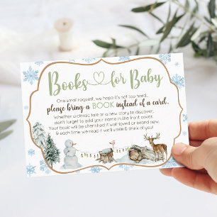 Carte D'accompagnement Cute Winter Woodland Animaux Baby shower Flocon de