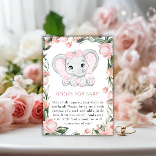Carte D'accompagnement Cutie Elephant Blush Rose Floral Girl Baby shower