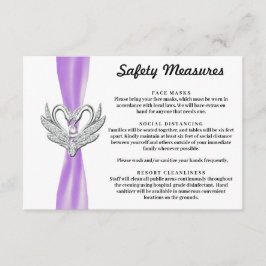 Carte D'accompagnement Cygnes d'argent Ruban Violet Mesures de sécurité