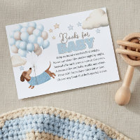 Dachshund et Ballons Livres Bleus pour Baby Shower