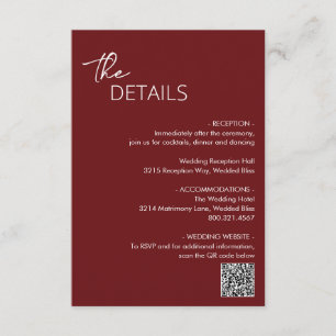 Carte D'accompagnement Dahlia Burgundy Contemporain Mariage moderne