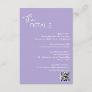 Carte D'accompagnement Dahlia Lavender Mariage moderne contemporain