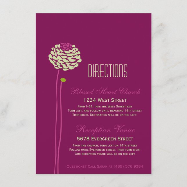 Carte D'accompagnement Dahlia Simple - Vert & Violet Instructions d'inser (Devant)