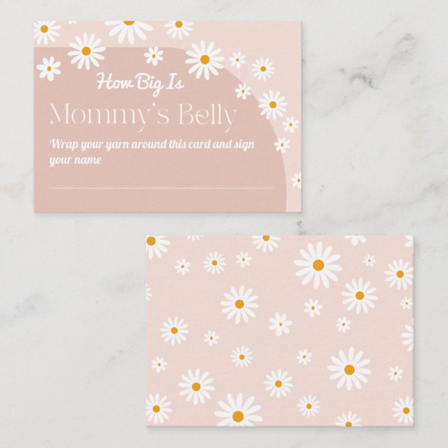 Carte D'accompagnement Daisy Baby in florom Boho Girl Baby shower jeu (Devant / Derrière)