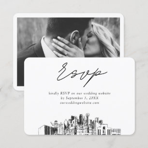 Carte D'accompagnement Dallas Mariage minimaliste Esquisse RSVP