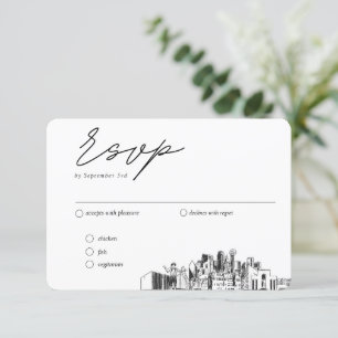 Carte D'accompagnement Dallas Mariage traditionnel RSVP Options de repas