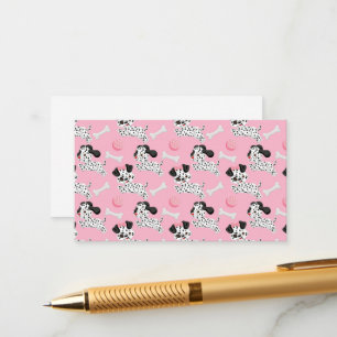 Carte D'accompagnement Dalmatiens Chiots Taches Noires Jouet Balle Rose B