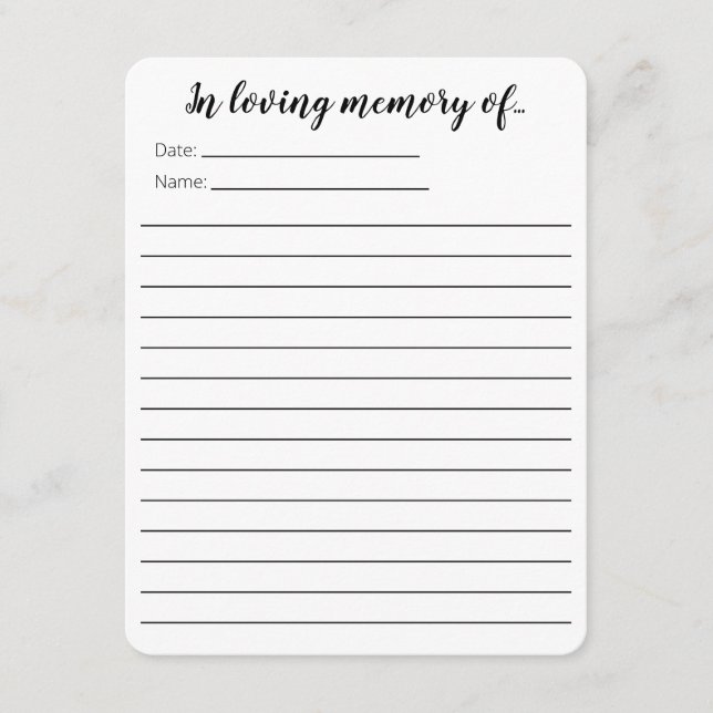 Carte D'accompagnement Dans Loving Memory...cartes (Devant)