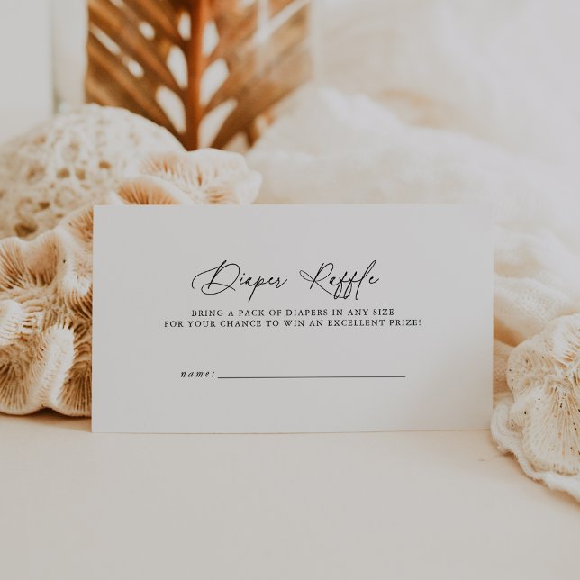 Carte D'accompagnement DARCY Simple Baby shower noir blanc Déchets Raffle (DARCY Simple Black White Baby Shower Diaper Raffle Enclosure Card)