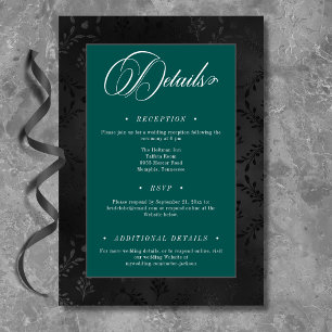 Carte D'accompagnement Dark Gothique Noir Floral Satin Damask Mariage Tur