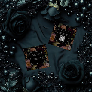 Carte D'accompagnement Dark Moody Gothic Floral Fête des mariées QR Code