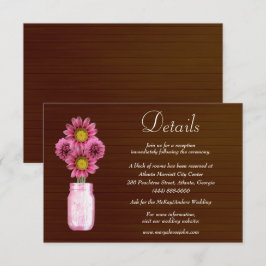 Carte D'accompagnement Dark Rustic Rose Floral Mason Jar Détails du Maria