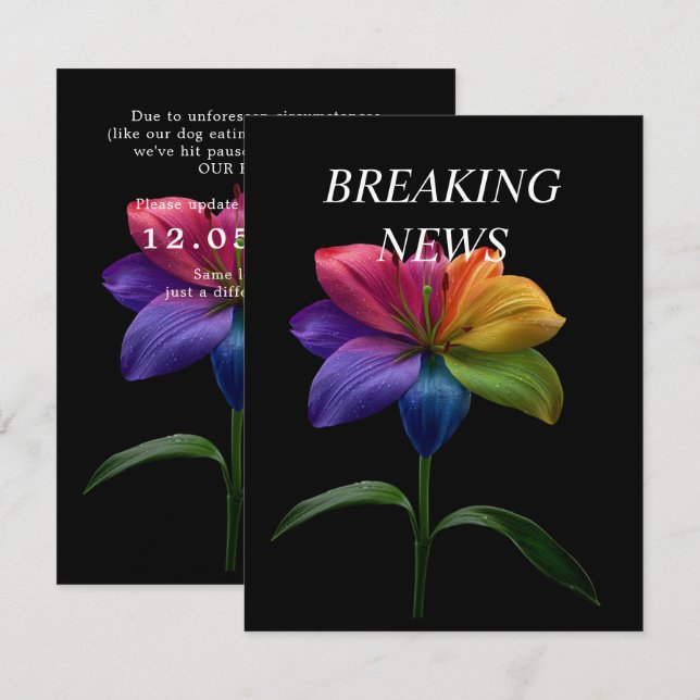 Carte D'accompagnement 🌈Date du mariage CHANGÉE (Devant / Derrière)