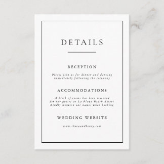 Carte d'accompagnement de mariage minimaliste noir
