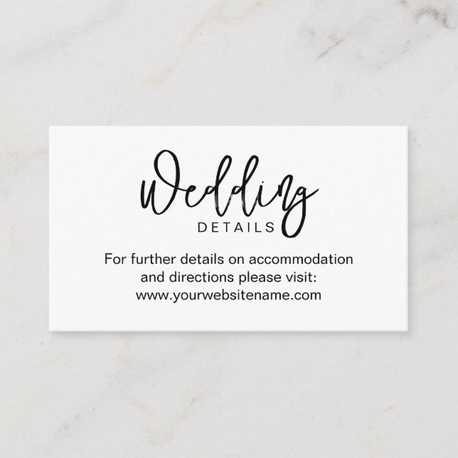 Carte d'accompagnement de site web de mariage Chic (Devant)