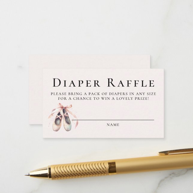 Carte D'accompagnement Déchets Raffle mignon Ballerina Baby shower fille (Devant/Arrière en situation)