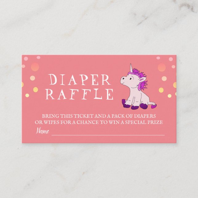 Carte D'accompagnement Déchets Raffle mignon rose licorne bébé fille (Devant)