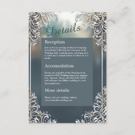 Carte D'accompagnement déco art déco bleu poussiéreux mariage cadre