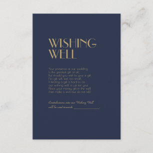 Carte D'accompagnement Déco type or   Dark Navy Mariage Wishing well