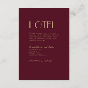 Carte D'accompagnement Déco type or Hébergement Mariage Bourgogne