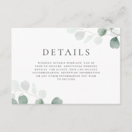 Carte D'accompagnement Décor vert moderne Détails Mariage Horizontal