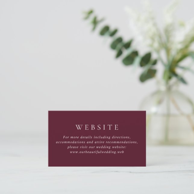 Carte D'accompagnement Deep Burgundy Elegant Classic Wedding (Debout devant)