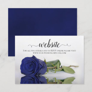 Carte D'accompagnement Deep Navy Blue Rose Elegant Wedding Website