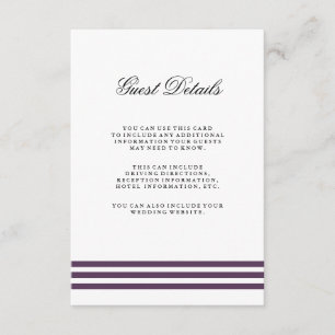Carte D'accompagnement Deep Plum Stripes Mariage Détails de l'invité
