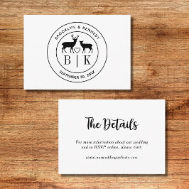 Carte D'accompagnement Deer Monogram Mariage campagnard rustique Nom du c