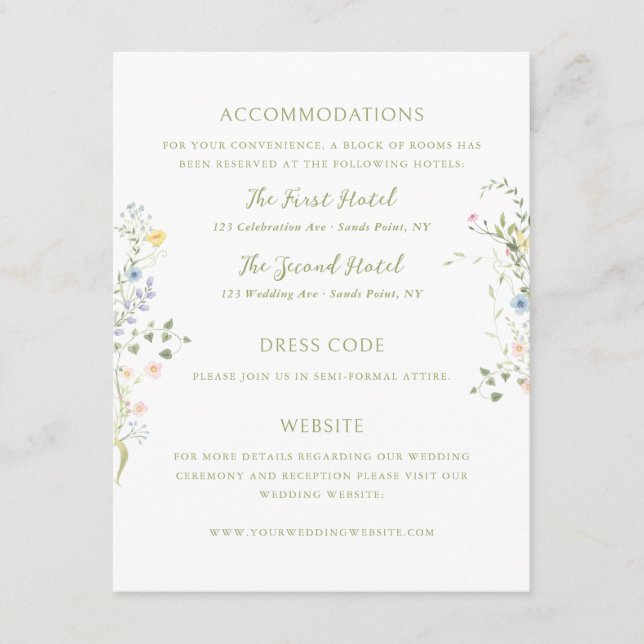 Carte D'accompagnement Delicate Floral Wedding Details (Devant)