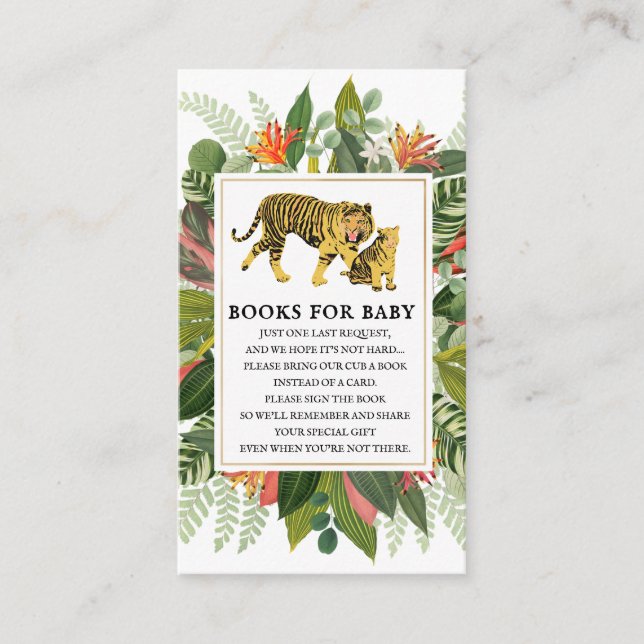 Carte D'accompagnement Demande de Baby shower Botanique de Tigre Mama Enc (Devant)