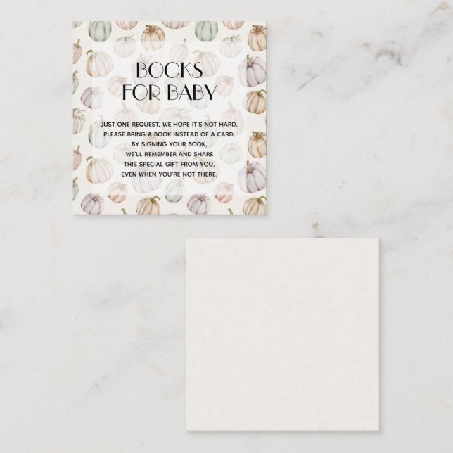Carte D'accompagnement Demande de Baby shower Citrouille chic (Devant / Derrière)