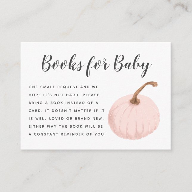 Carte D'accompagnement Demande de Baby shower Citrouille rose automne (Devant)