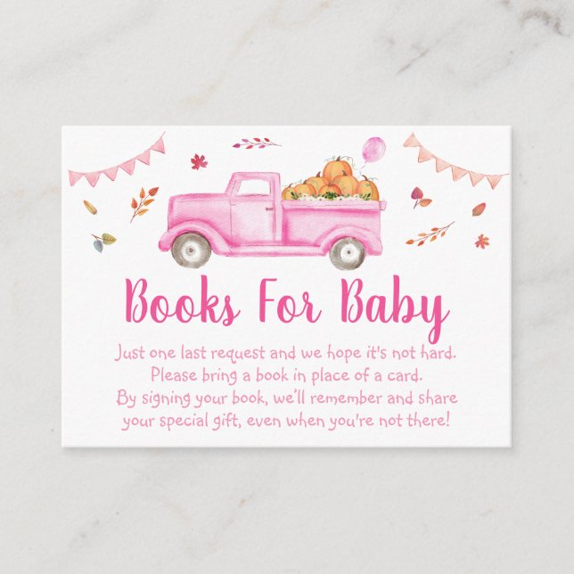 Carte D'accompagnement Demande de Baby shower de camion Citrouille rose (Devant)