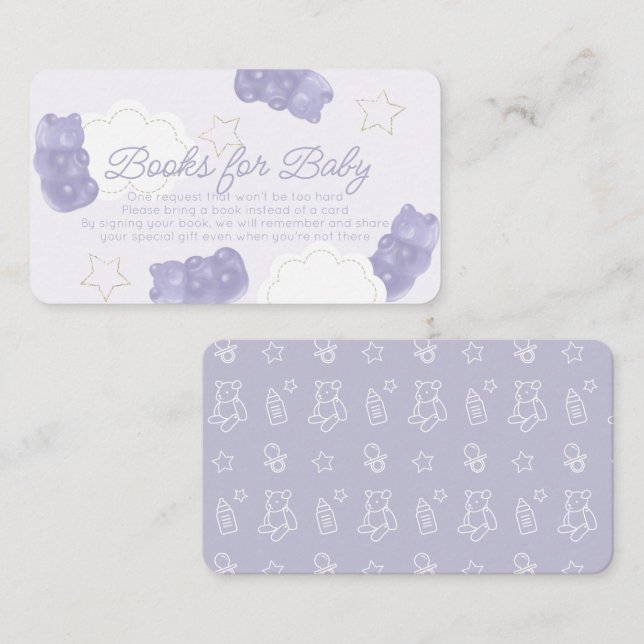 Carte D'accompagnement Demande de Baby shower de carnet de  de l'ours de  (Devant / Derrière)