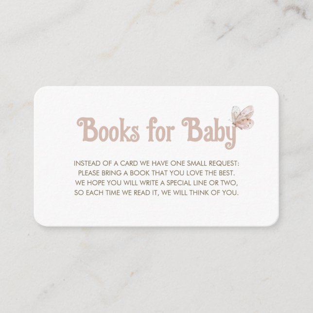 Carte D'accompagnement Demande de Baby shower de carnet de papillons (Devant)